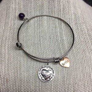 Silver Slider Bracelet Copper Heart Besties Purple Bead Best Friends Love Life